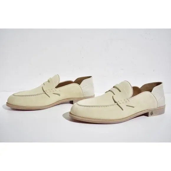 Christian Louboutin Penny No Back Flat Panna Cotta Beige Dress Loafer 43 10